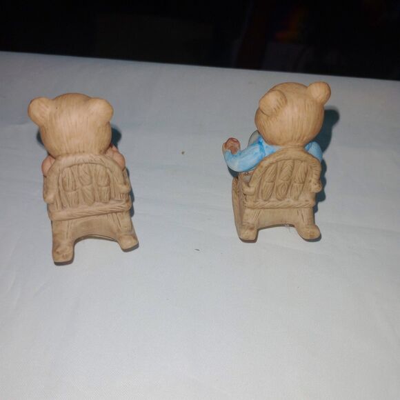 VTG Homco Bear Figurines - Mother & Father In Rocking Chairs & Child -Set of 3 - Picture 5 of 7
